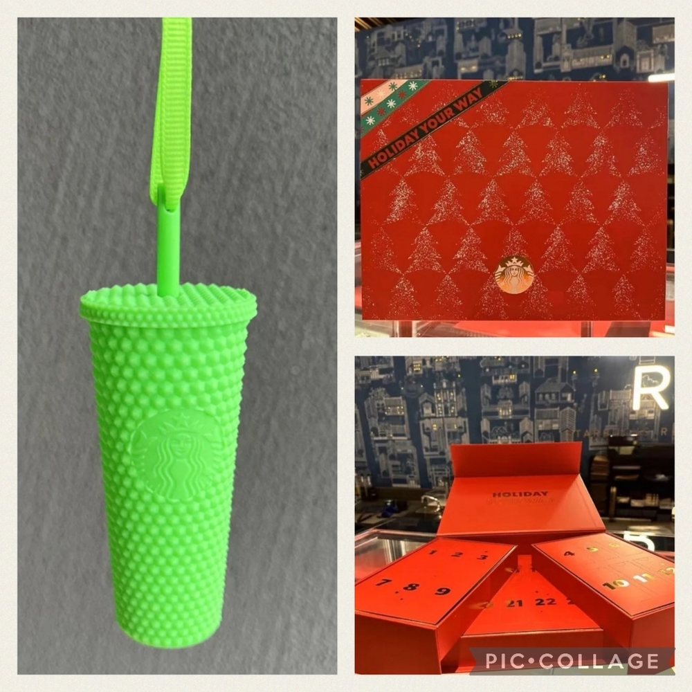 Starbucks Matte Neon Green Studded Keychain Ornament